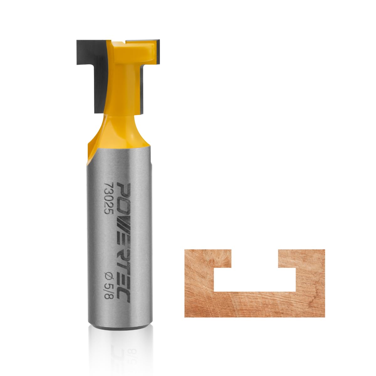 POWERTEC T Track Router Bit, Tungsten Carbide Tipped Router Bit, 1/2" Shank, 5/8" Dia., Slatwall, T Slot for Picture Frames, Compatible with 1/4" & 5/