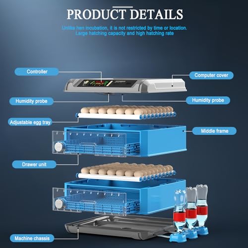 Incubadora digital de huevos totalmente automática con control de temperatura para pollos, patos, gansos y más, ideal para incubar aves de corral