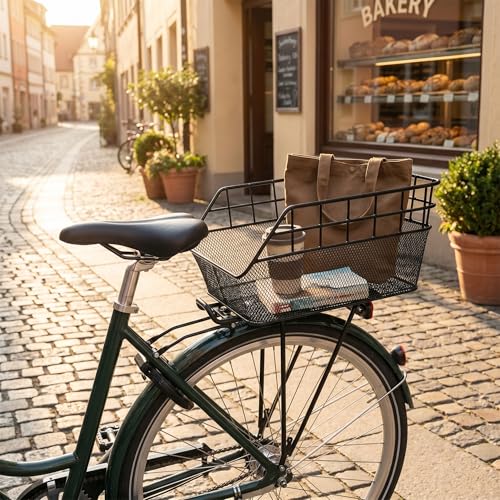 Fahrradkorb XXL Schultaschenkorb schwarz Einkaufskorb Gepäckträgerkorb 45x29,5x21 cm – Ansicht 4