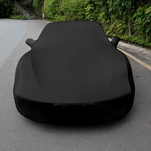 Slanguage Indoor Sports Car Cover Velvet Stretch Dust-Proof Protection Full Car Cover For Underground Garage, Car Show, Black 4.5-4.8M(Fit Sports Up To 188’’) #TOP5
