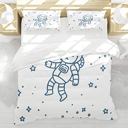 Housse de couette 140x200cm chat mignon constellation espace