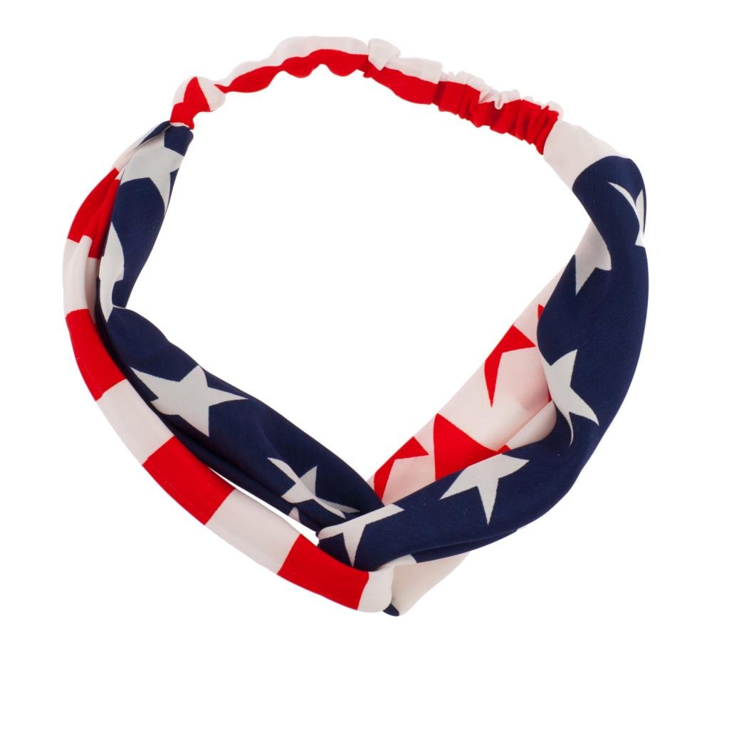 Lux AccessoriesAmerican Flag July 4Th Independence Day Red White & Blue Knotted Fabric Stretch Headband