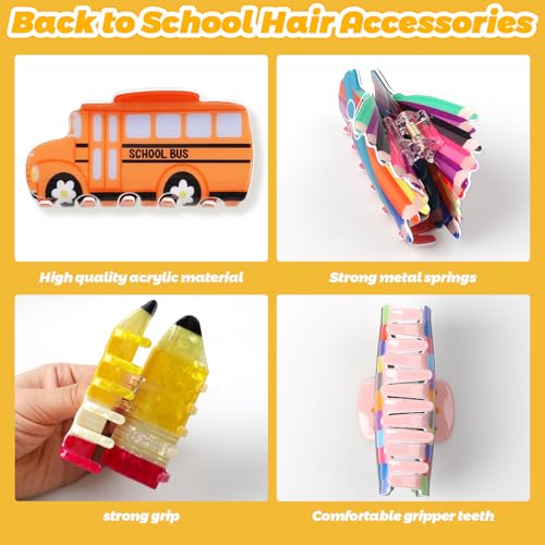 4 pinzas para cabello con diseño de profesores y escuela miniatura 6