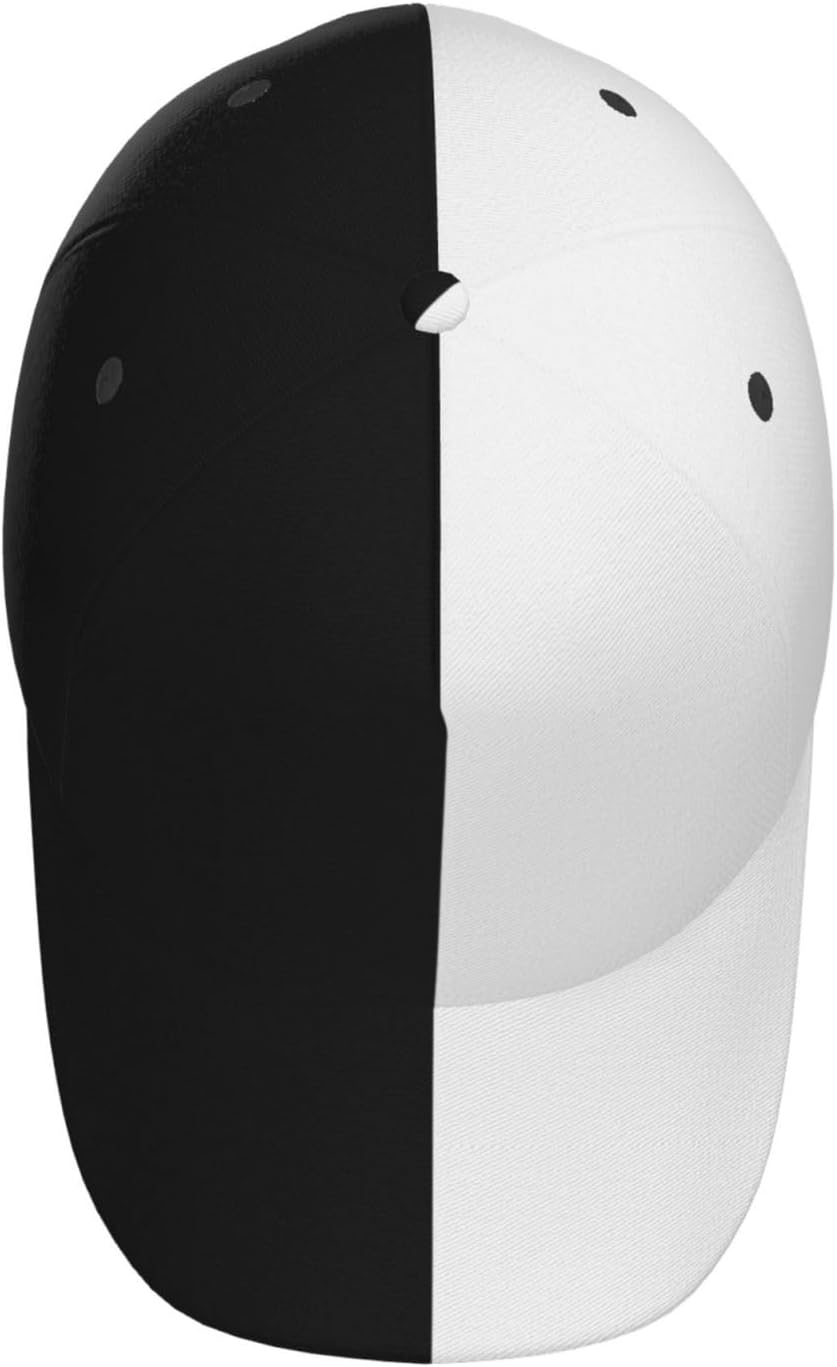 Half Black Half White Baseball Cap with Adjustable Snapback Hat for Outdoor Sun Fisherman Hat