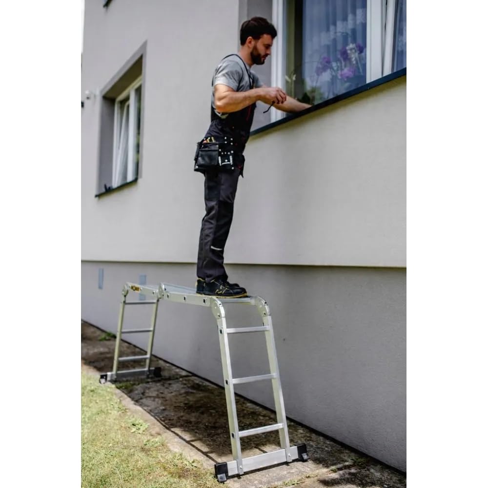 Drabest - Stahl Arbeitspodest Arbeitsplattform für Klappleiter, erstellt Gerüst, Arbeitsplattform zur Leiter 4x3 - für Maler-, Montage-, Renovierungs- und Gartenarbeiten, 1380x285 mm, 2 Stück