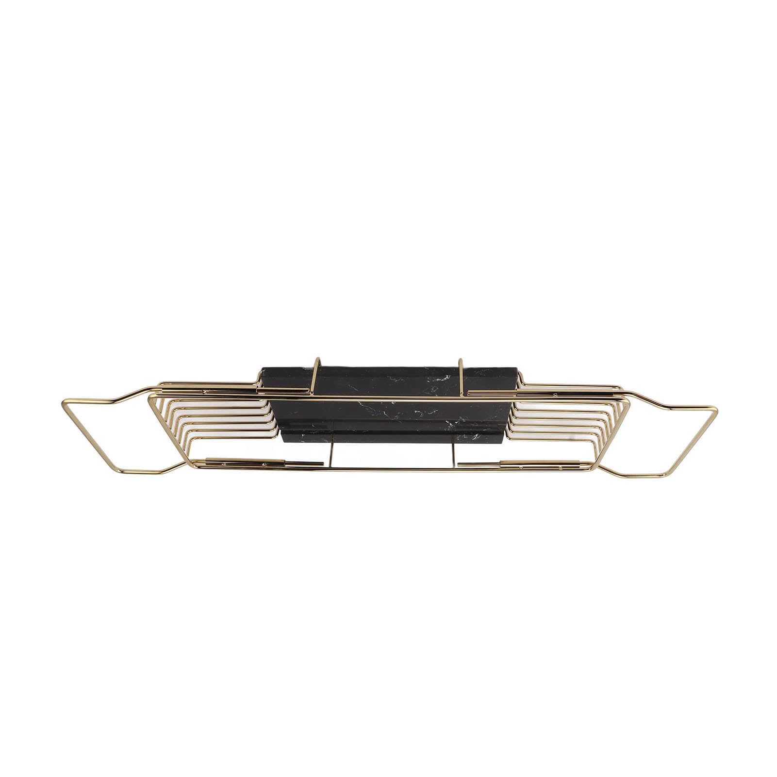 Aoresac Estante de baño de metal de mármol, bandeja de baño ajustable y antideslizante para la mayoría de las tinas (dorado y negro)