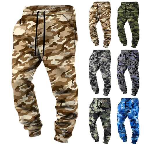 Men's Chino Jogger Pants Tactical Camo Pant Fleece Elastic Waist Drawstring Sweatpants Regular Fit Military Trousers