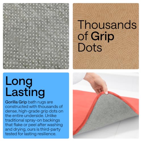 Image of GORILLA GRIP Memory Foam Bath Mat, Soft Absorbent Velvet Bathroom Mats, Durable Dots on Underside, Machine Washable Bathmat, Carpet Rug Room Decor for Shower Tub Floor RV, 24x17 Rugs, Coral