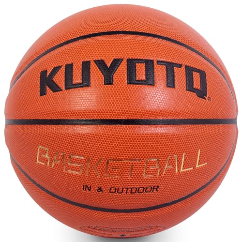 KUYOTQ Kids Toddler Youth Adult Size (3~7) Basketball Thickened Rubber or Leather Small Mini Basketball Soft Touch in & Outdoor Wear Resistant Basketb