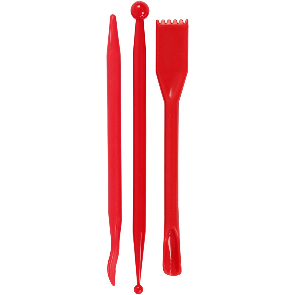 Modelling Tool, L: 14,5 cm, red, 3asstd