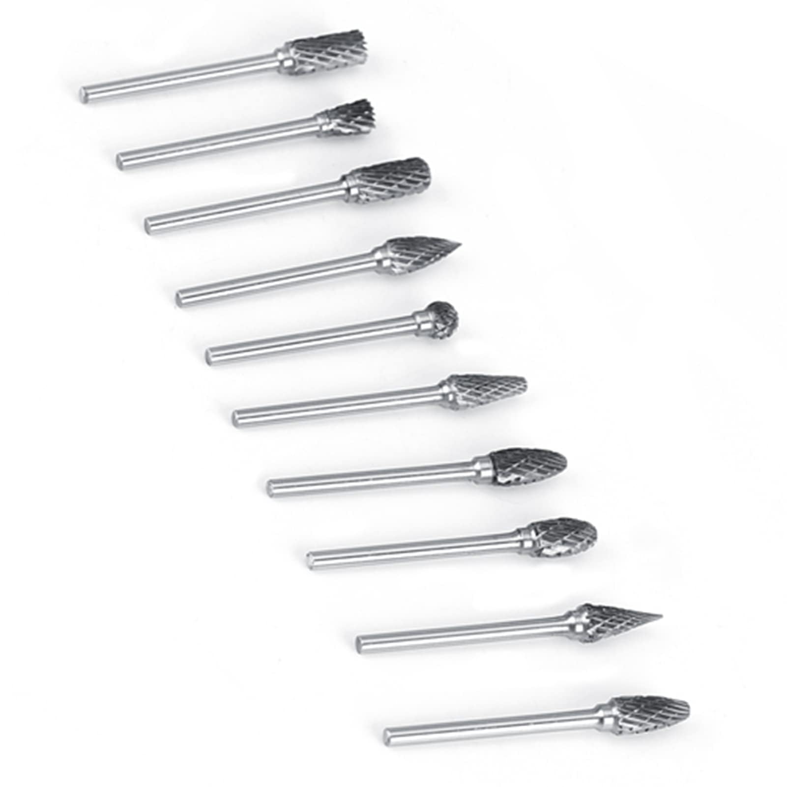 Jeu de Fraises Carbure 10 Pièces Tête 3mm Tige 6mm Double Cut en Acier Tungstène pour Gravure Métal Polissage Découpage Artisans Ateliers Bricolage Professionnels