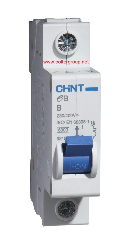 Chint EBG-1P-B06 Miniature Circuit Breaker, 6 A, 1 Pole, B Curve, 6 kA