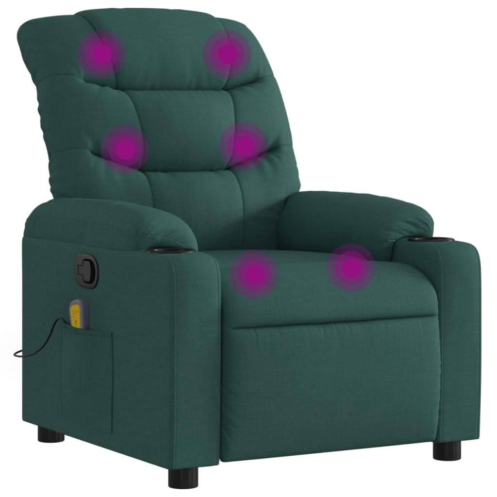 KCCKOM Massage Recliner Chair Dark Green Fabric Armchairs