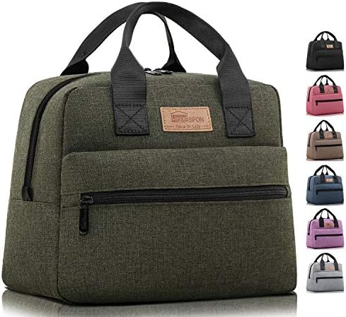 HOMESPON Lunch Bag Insulated Large Capacity Cool Bag with Frosted Waterproof Fabric Handbag Portable for Women Men and Students at School Office Picnic (Black)