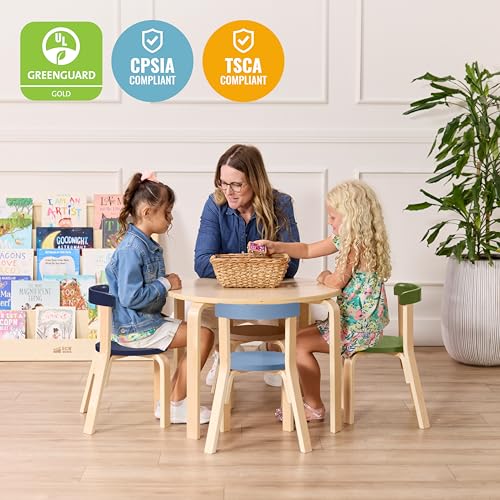 Image of ECR4Kids Bentwood Table and Curved Back Chair Set, Kids Furniture, Earthtone, 5-Piece