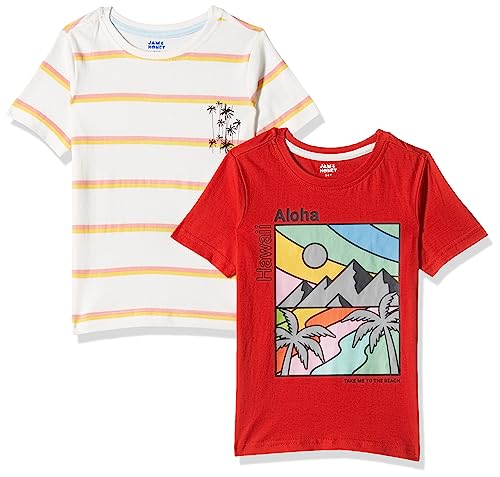 Image of Amazon Brand - Jam & Honey Boys 100% Cotton Printed Half Sleeves T-Shirt | Age 2-12 Years