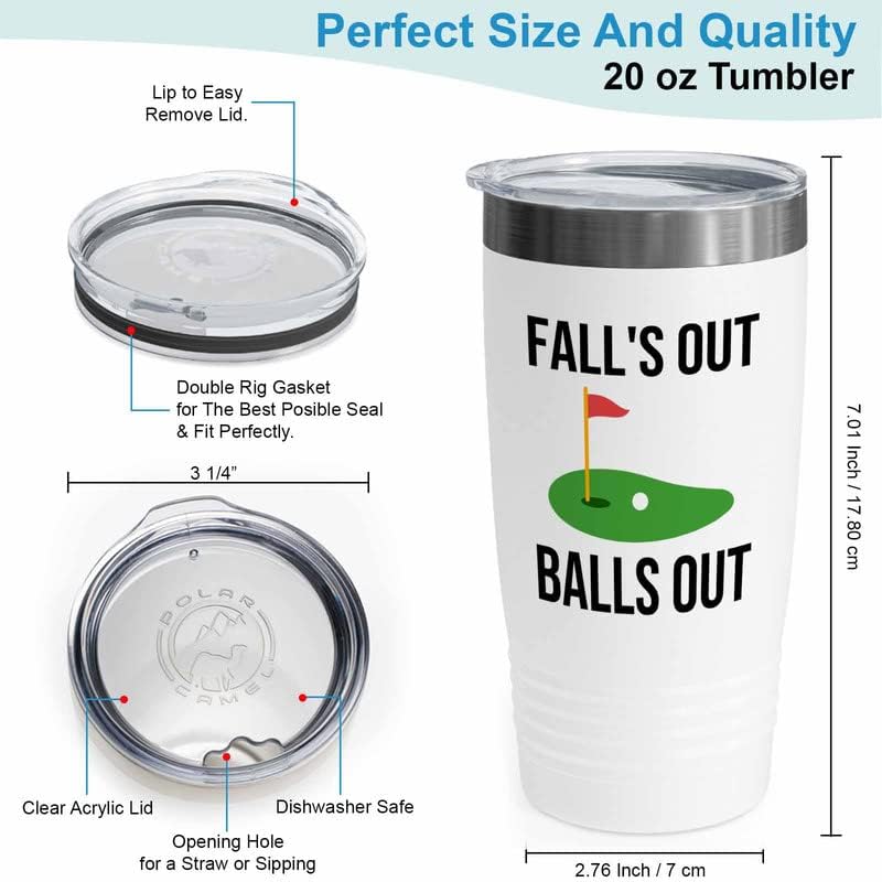 Miniatura 3 de Vaso blanco de golf de 20 onzas – Fll's Out Ball's Out – Campo de golf Match Play Birdie Putt Golf Club Outoor Game Caddy