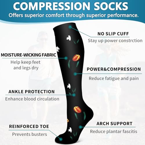 Image of Bluemaple 6 Pack Copper Compression Socks for Women and Men Circulation-Best Support for Medical, Running,Nursing,Athletic
