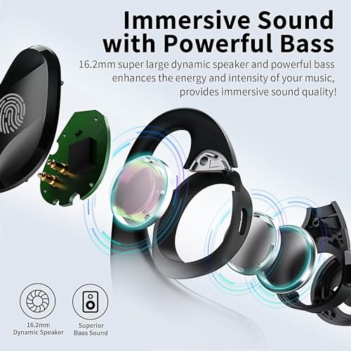 Image of BANIGIPA Open Ear True Wireless Earbuds with Immersive Premium Sound | IP54 Waterproof Bluetooth 5.3 Headphones w / DSP Noise Cancelling Mic for Sports Long-Lasting Comfort, 50H Playtime