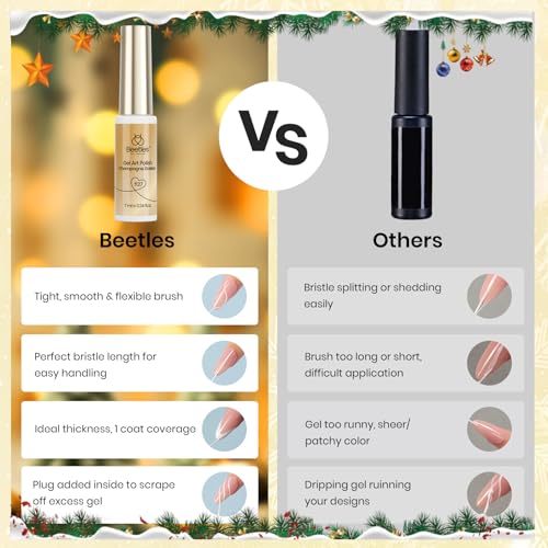 Image of Beetles Gold Gel Liner Nail Polish 7ml Metallic French Tip 3D Mirror Effect Metal Painted Gel Polish Build in Thin Brush French Line Nail Art Soak off Uv Lamp Manicure Salon Gifts for Girls