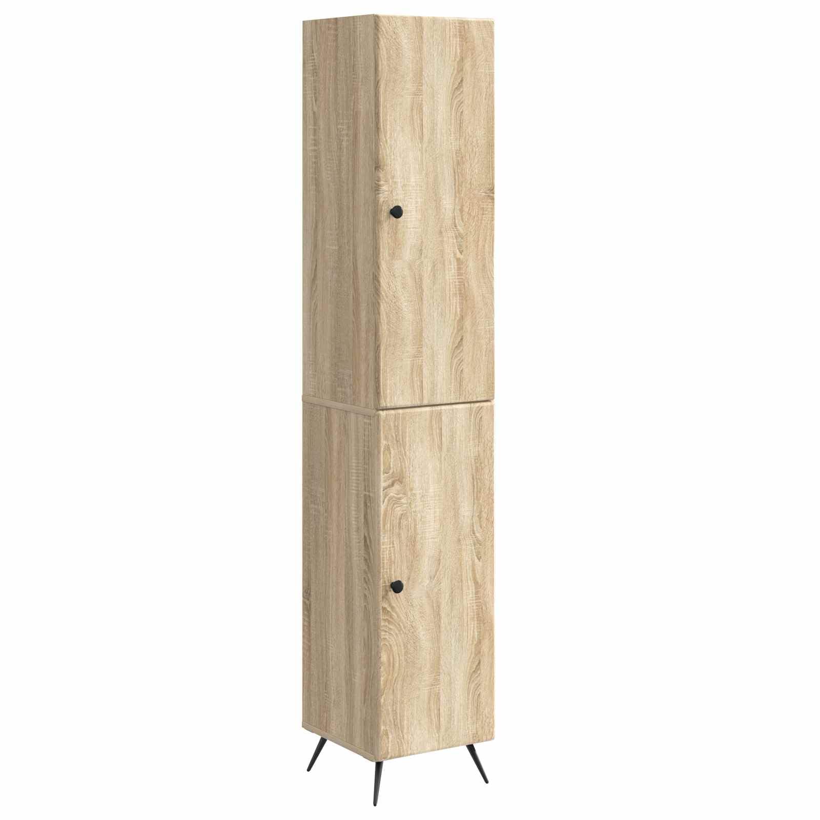 Armarios de madera de roble Sonoma de 2 piezas con 4 estantes y 2 puertas funcionales