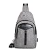 MOSISO Sling Backpack with USB Charging Port, Polyester Travel Daypack Durable Chest Shoulder Unbalance Gym Fanny Crossbody Sack Satchel Outdoor Hiking Bag for Men Women Girls Boys, Dark Gray