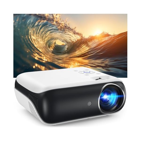 HAPPRUN Projector, Native 1080P Bluetooth Projector, Portable Outdoor Movie Projector, Full HD Mini Projector with Speaker for Home Bedroom, Compatible with Smartphone,HDMI,USB,AV,Fire Stick,PS5