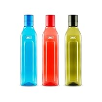 SKY Miami Unbreakable PET Water Bottle, Set of 3 1000 ml, Multicolour