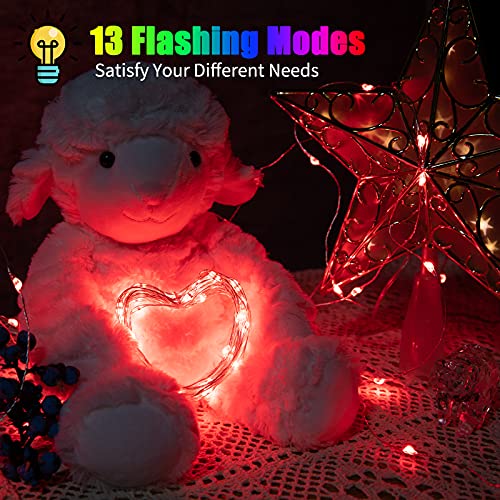 Color-Changing-Fairy-String-Lights-33-ft-100-LED-USB-Silver-Wire-Lights-with-Remote-and-Timer-Starry-Fairy-Lights-for-Bedroom-Party-Craft-Indoor-Christmas-Decoration-16-Colors-Adapter-Included