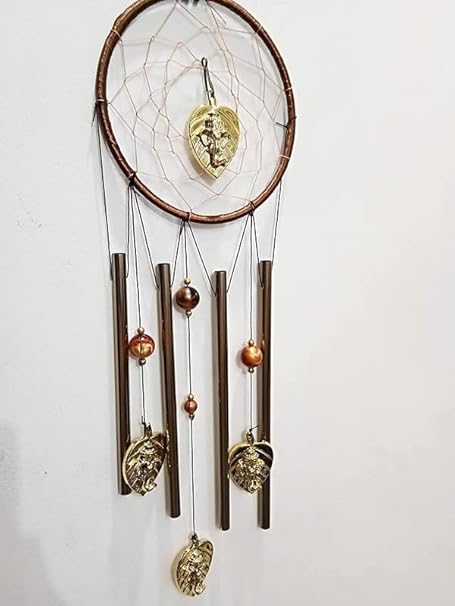 DN Enterprises Metal 4 Bell 4 Om Wind Chimes for Home Positive Energy | Windchimes for Balcony Bedroom with Sweet Sound