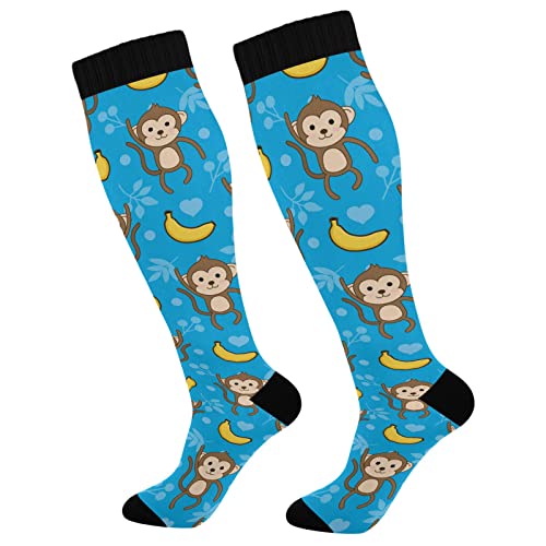 Wusikd Monkey Compression Socks for Women and Men Circulation Banana Long Socks for Athletic Running 1