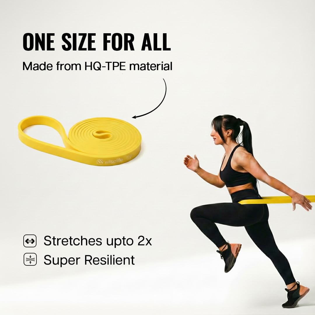 Wiselife Fabric Resistance Power Band, Pull Up Bands, Pull Up Assistance Bands, Workout Bands, Exercise Bands, Resistance Bands For Legs, Working Out, Muscle Training, Pull Up Assist Upto 7Kg(Yellow) 2