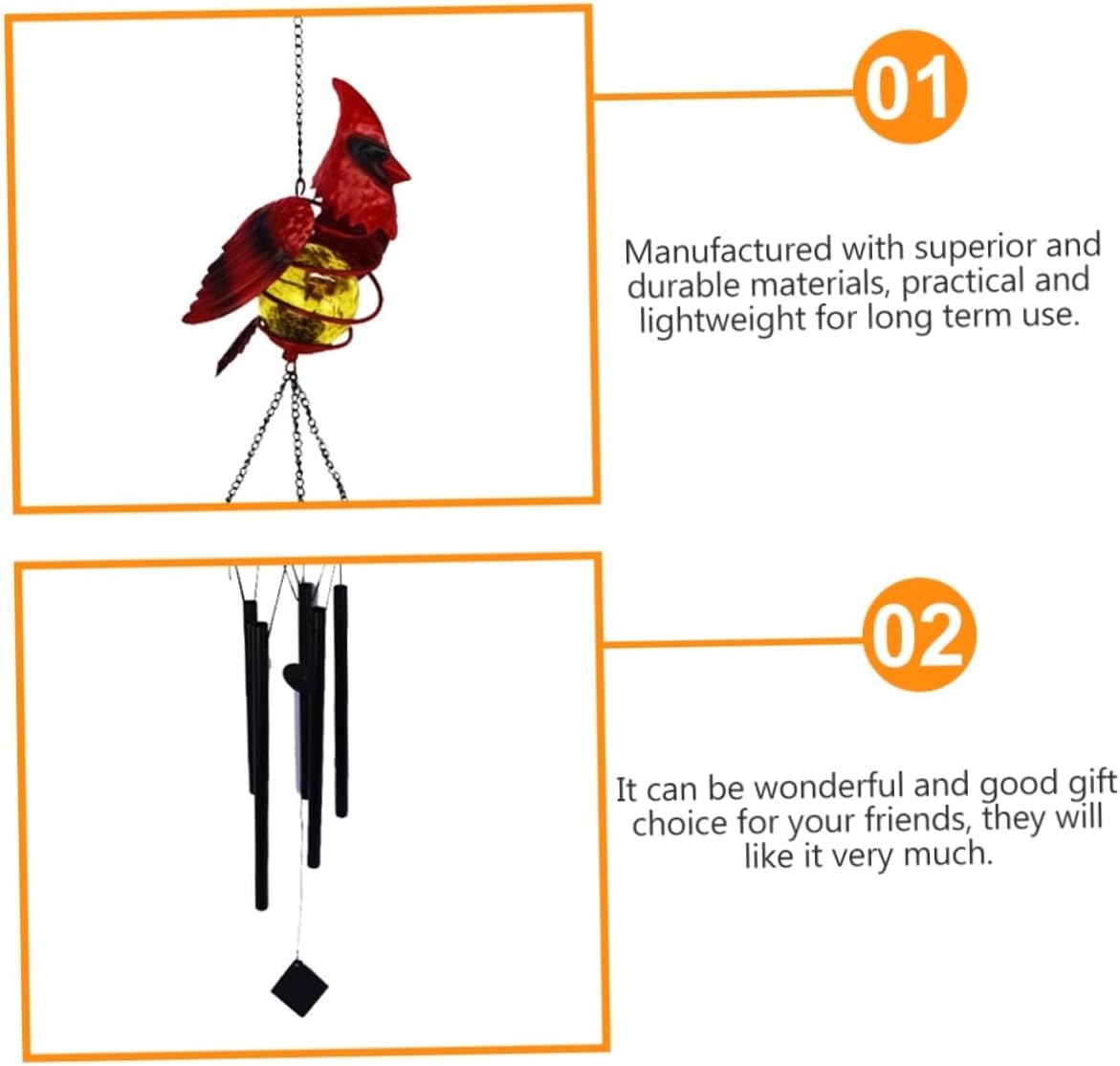Solar Bird Wind Chime for Outdoor Garden Decor Iron Art Hanging Pendant Light Solar Powered Wind Chimes for Yard and Patio Decorative Landscape Lighting