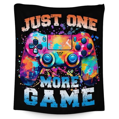 Gaming Blanket, Gamer Blanket for Boys Girls, Gift for Christmas, 50 x 40 Inches Game Blanket, Cozy Fuzzy Flannel Throw Blanket, Colorful Soft Throws for Bed, Living Room Couch Sofa Office