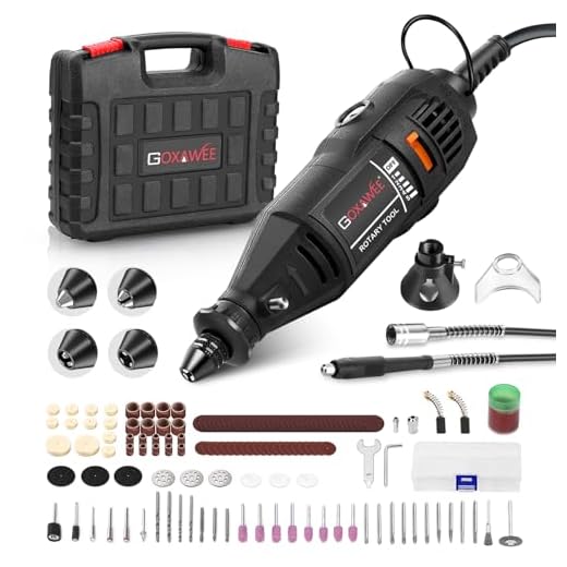 GOXAWEE Rotary Tool Kit with MultiPro Keyless Chuck and Flex Shaft - 140pcs Accessories Variable Speed Electric Drill Set for Handmade Crafting Projects and DIY Creations