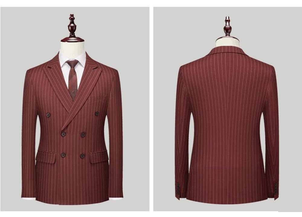 Uomo Abito Casual a Righe Doppio Petto con Giacca e Pantaloni, Set di Smoking per Feste Formali