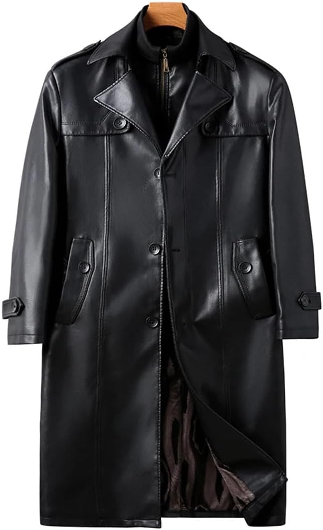 Men's Slim Fit Faux Leather Jackets Thicken Warm Winter Coat