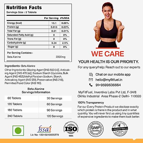 Image of MyFitFuel Beta Alanine (2000mg) Amino Acid, 120 Tablets