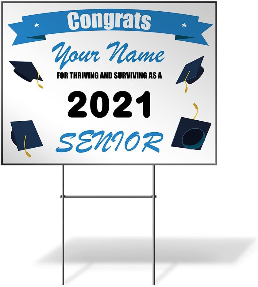 Fastasticdeals Congrats Graduation Personalized Name Senior 2021 Custom Personalized Yard Sign Wheatherproof for Sale Sign 18Inx12In 1 Side Print