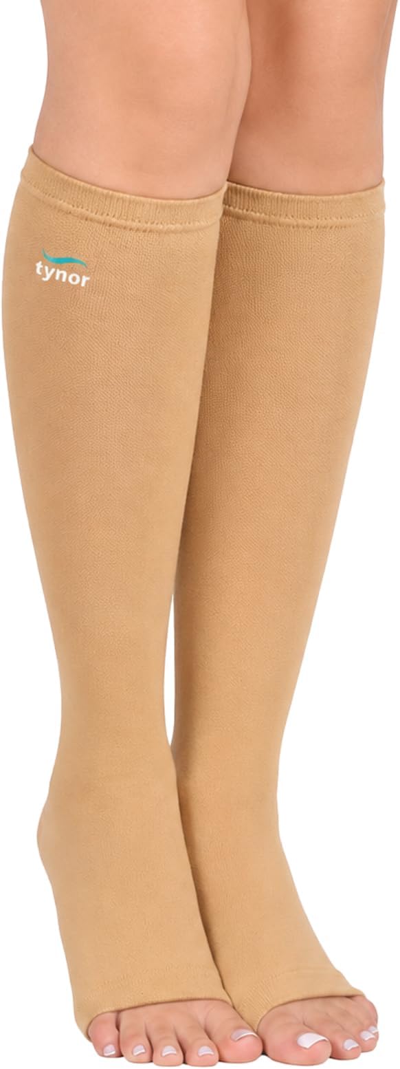 Tynor Compression Stocking Below Knee Classic, Beige, XL, 1 Pair