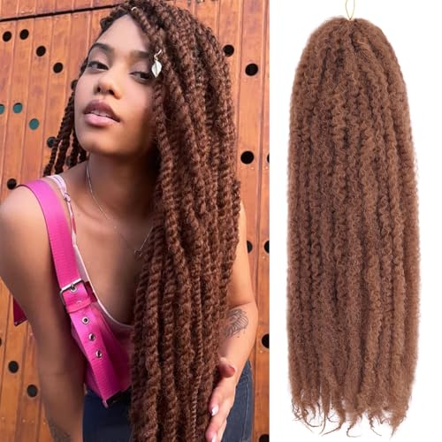ZRQ Brown Marley Twists Braiding Hair 30# Afro Kinky Marley Hair Crochet Braids,24 Inch Marley Twist Hair For Soft Locs(24Inch,30#)