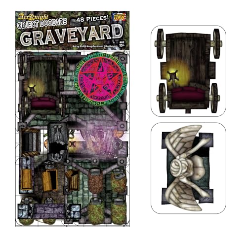 Graveyard - 48pc Double-Sided Graveyard & Terrain Pieces for Starters & Masters Alike - Roleplaying Objects for Dungeons & Dragons - Immersive Map Accessories for DND 5E, Pathfinder & Warhammer RPGs