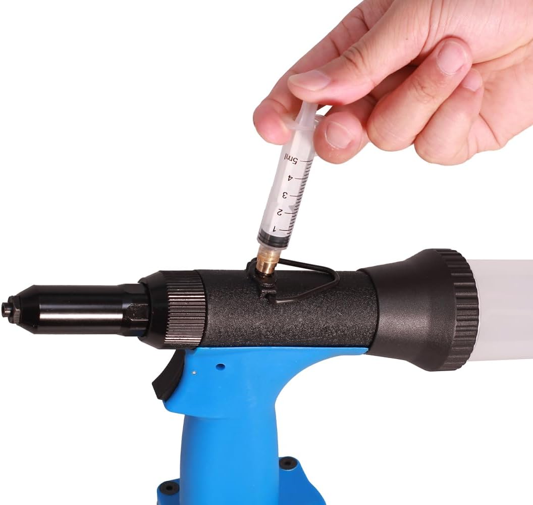 Self-Suction Pneumatic Rivet Gun Air Pop Riveter Gun Kit, 3/16", 5/32", 1/8", 3/32" Hydraulic Riveting Tool for High Power Air Compressor, w/Extra Jaws