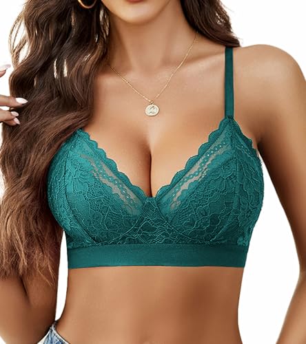 Image of Avidlove Bralettes for Women Lace Racerback Bras Wireless Unlined Bralette Comfy Bra Sexy Lingerie Tops
