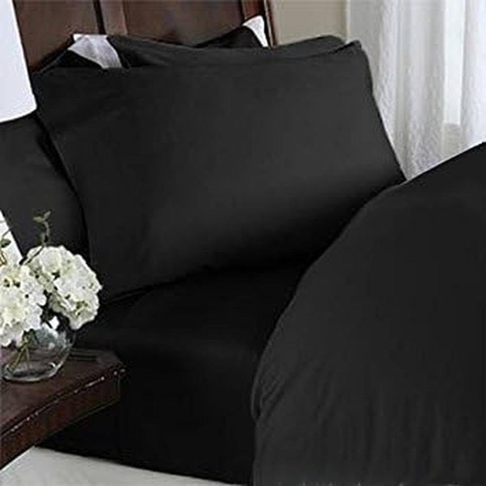 Elegant Comfort 1500 Premier - Wrinkle Resistant - Hotel Quality Ultra Soft Luxurious 4 pcs Bed Sheet Set, Deep Pocket Up to 16" - Many Size and Colors, Full, Black — image 1