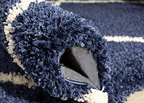 Image of Super Ultra Modern Soft Shaggy Handcrafted Anti-Skid Silk Touch Carpet, Size 12x18 Feet, Color Navy BLUE1