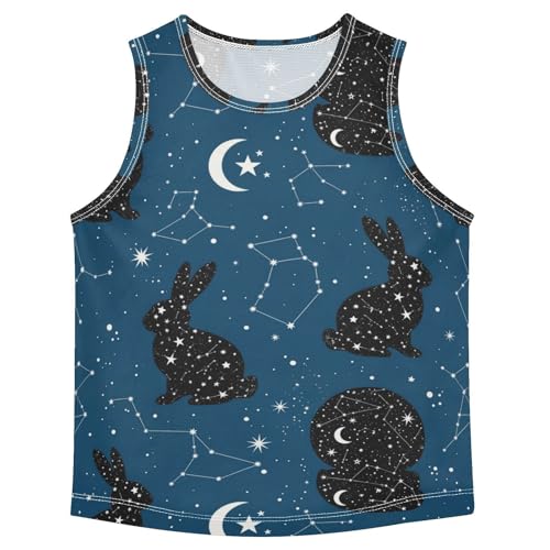J JOYSAY Cartoon Rabbit Galaxy Blue Boys Tank Top Sleeveless Muscle Shirts Quick Dry Sport Active Workout Kids T-Shirts 3-15T