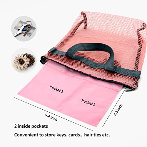 TOPASION Mesh Shower Caddy Bag Portable Hanging Toiletry and Bath Organizer with Zipper for Travel, Swimming, Gym, Camping, College Dorms, Beach (Pink) by TOPASION - Image 7