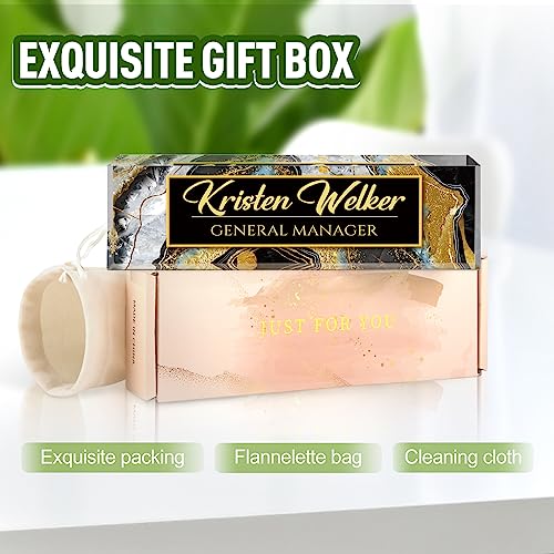 Image of Custom Name Plate for Desk, Desk Name Plate Personalized, Office Decor for Women Men, Acrylic Desktop Accessories, Office Appreciation Gifts for Boss Social Workers Teacher Nurse Employee (Black Coast)