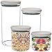 Zliger Hermetyczne pojemniki do przechowywania żywności, plastikowe pojemniki do przechowywania płatków, słoiki do przechowywania z pokrywkami, zestawy pojemników do przechowywania suchej żywności do przechowywania ryżu, dozownika na płatki dla zwierząt domowych, 4 szt